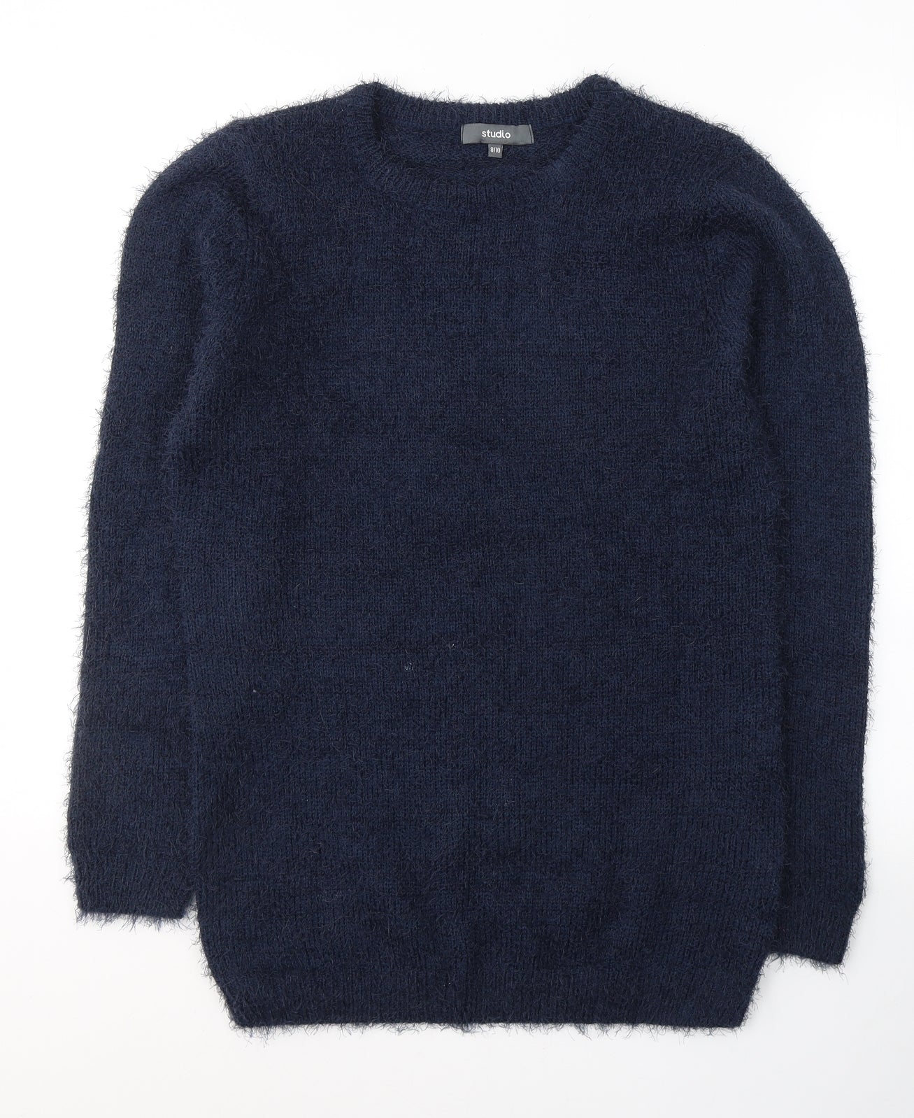 Studio Womens Blue Round Neck  Polyester Pullover Jumper Size 8