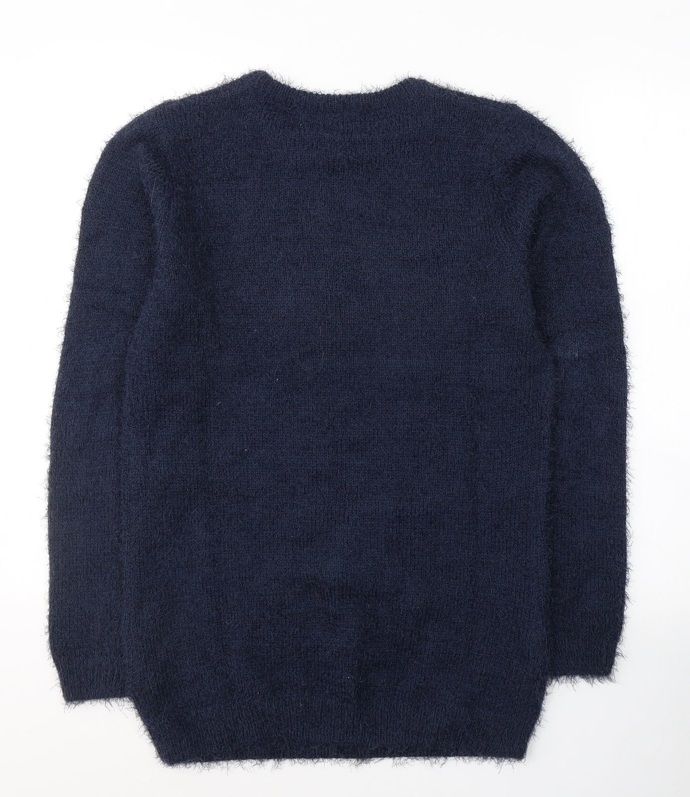 Studio Womens Blue Round Neck  Polyester Pullover Jumper Size 8