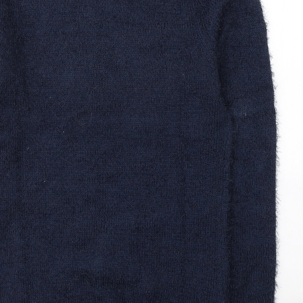 Studio Womens Blue Round Neck  Polyester Pullover Jumper Size 8