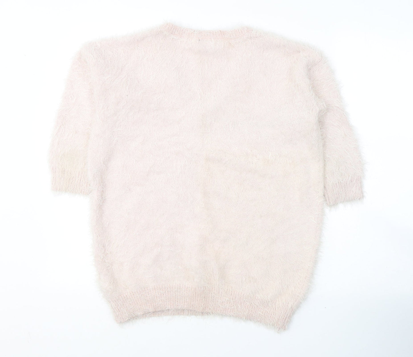 Preworn Womens Pink V-Neck  Nylon Pullover Jumper Size S
