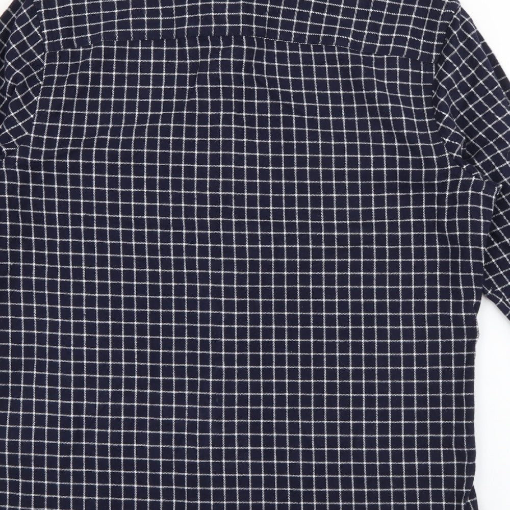 Nigel Hall Mens Blue Plaid Cotton  Button-Up Size M Collared Button