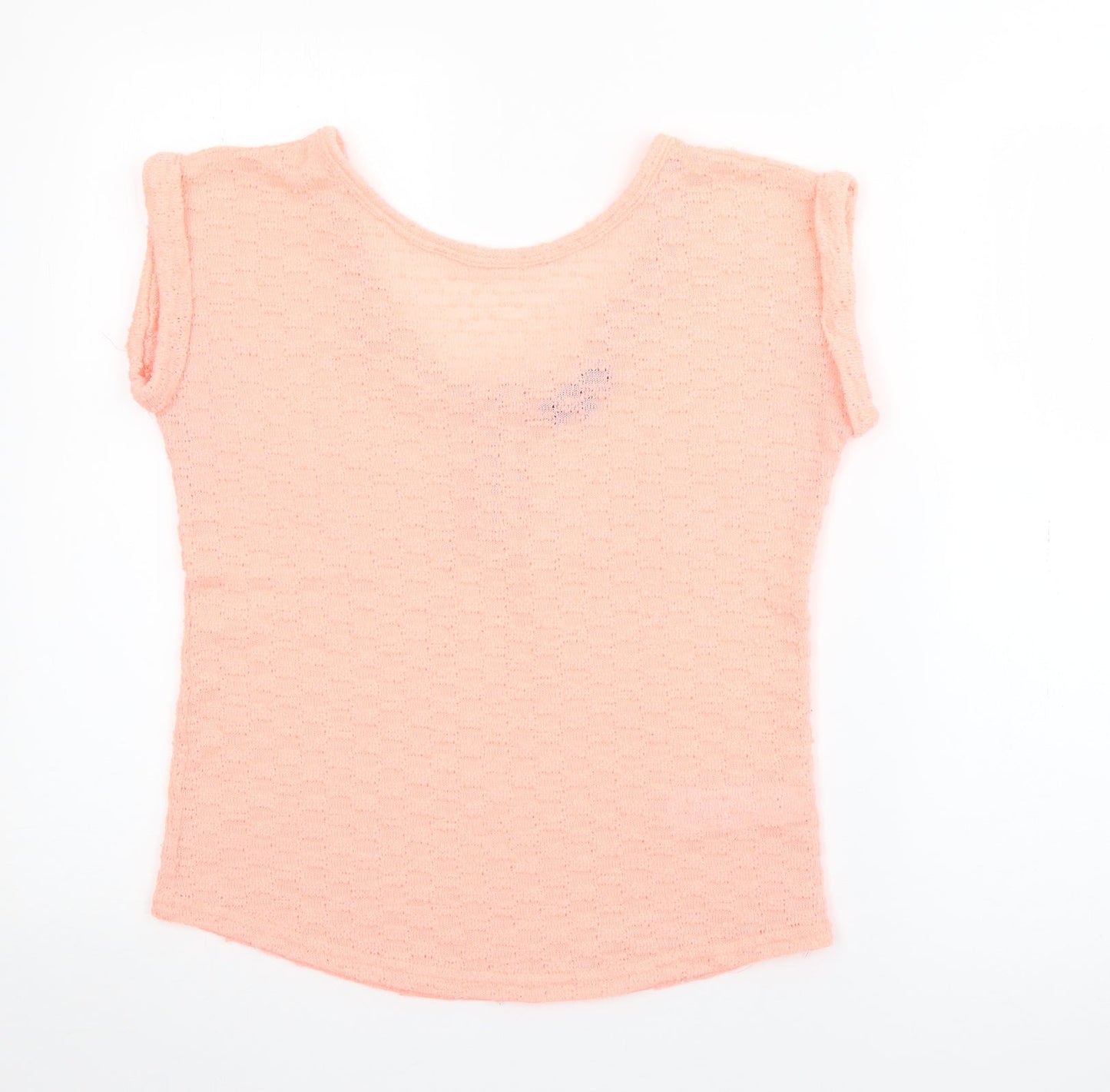 New Look Womens Pink  Polyester Basic T-Shirt Size 8 Round Neck