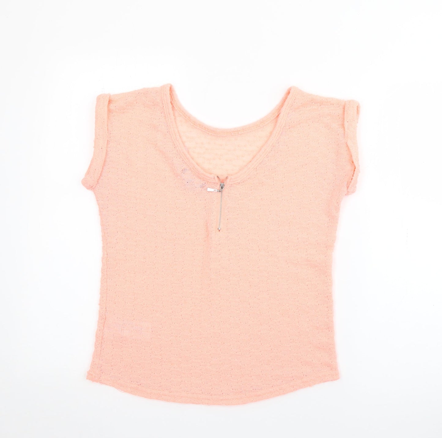 New Look Womens Pink  Polyester Basic T-Shirt Size 8 Round Neck