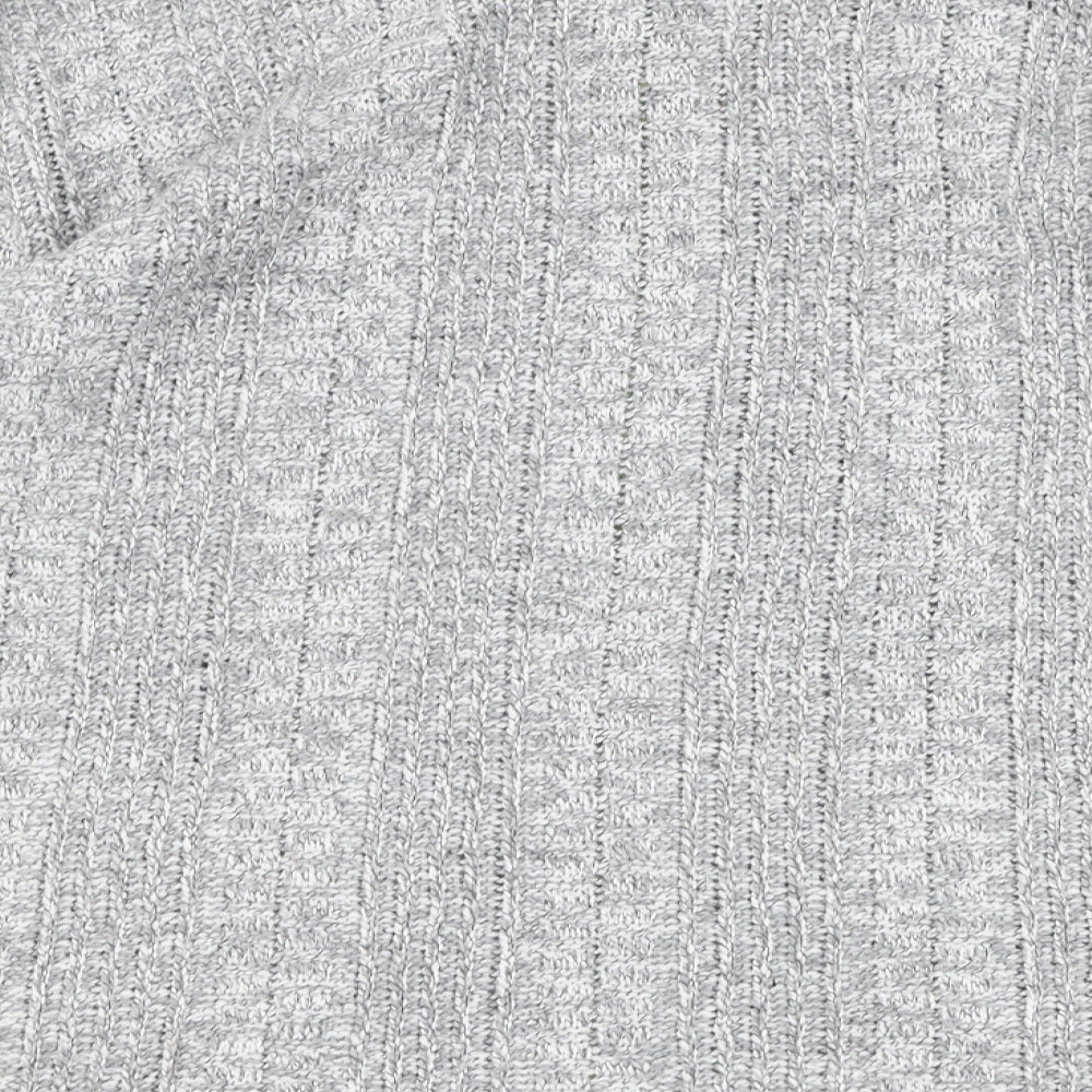 Marks and Spencer Womens Grey Square Neck  Acrylic Full Zip Jumper Size XL