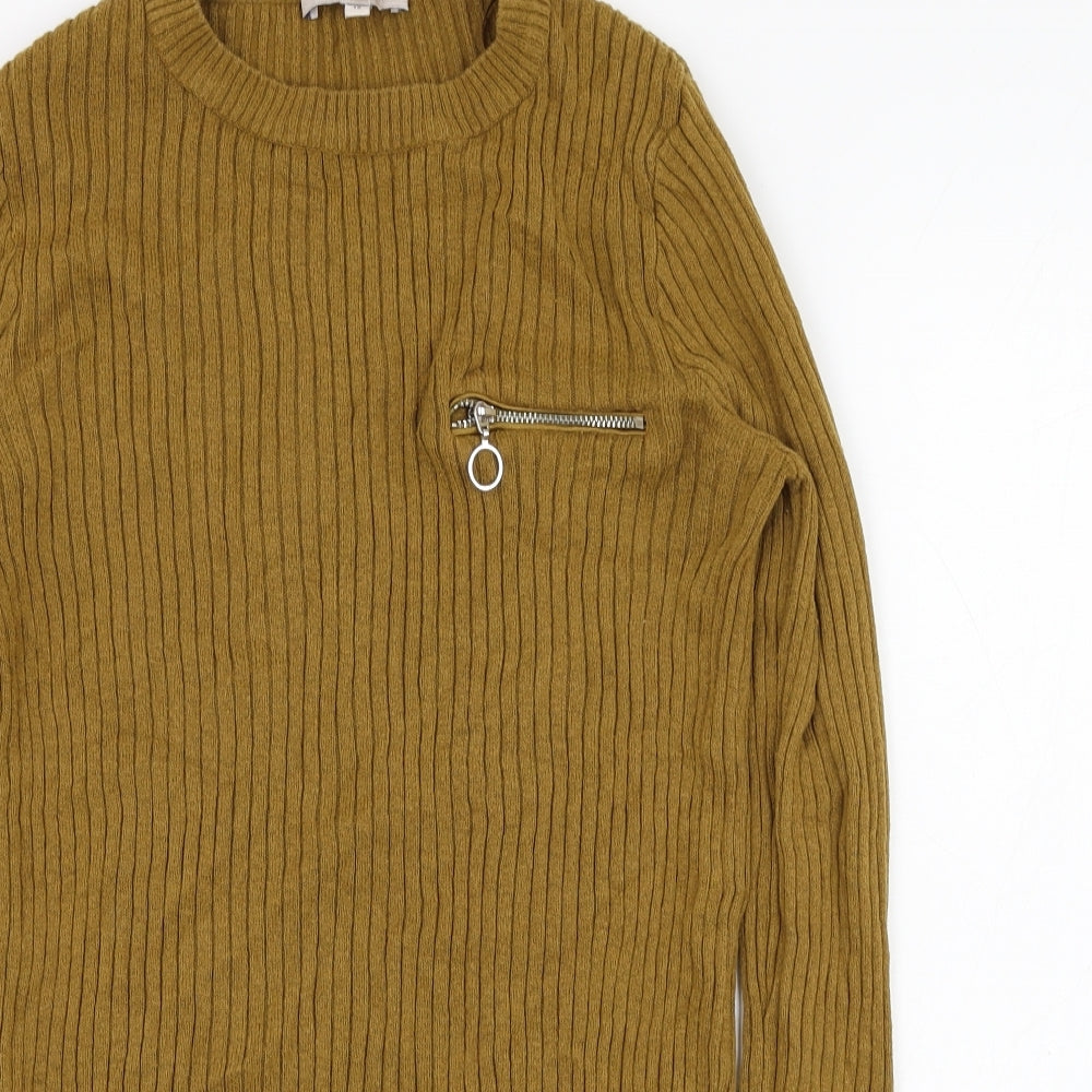 Preworn Womens Brown Round Neck  Polyester Pullover Jumper Size 12