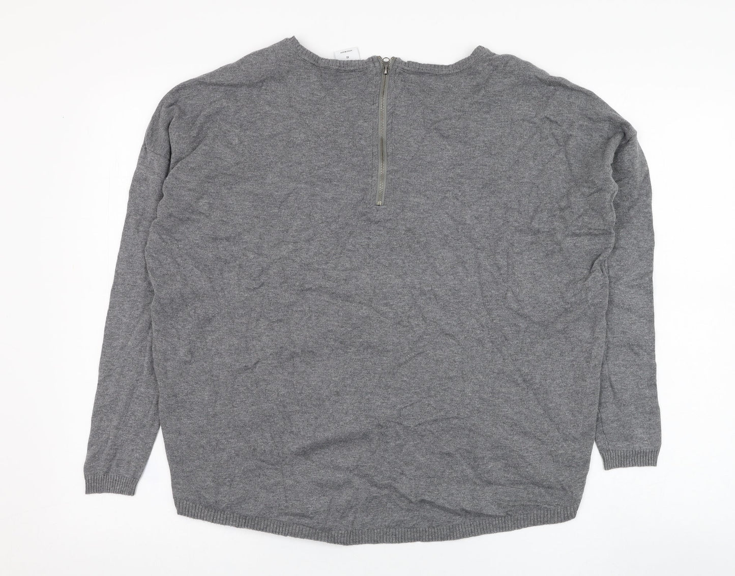 Vera Moda Womens Grey Round Neck  Cotton Pullover Jumper Size XS