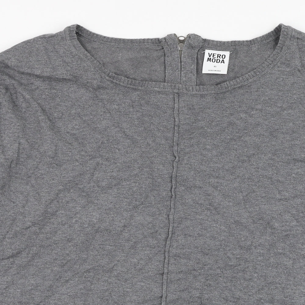 Vera Moda Womens Grey Round Neck  Cotton Pullover Jumper Size XS