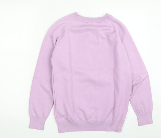 Apricot Womens Purple Crew Neck  Cotton Pullover Jumper Size S   - Love Heart