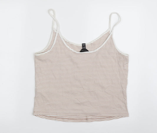 New Look Womens Beige Striped Cotton Camisole Tank Size 18 Round Neck - Cropped