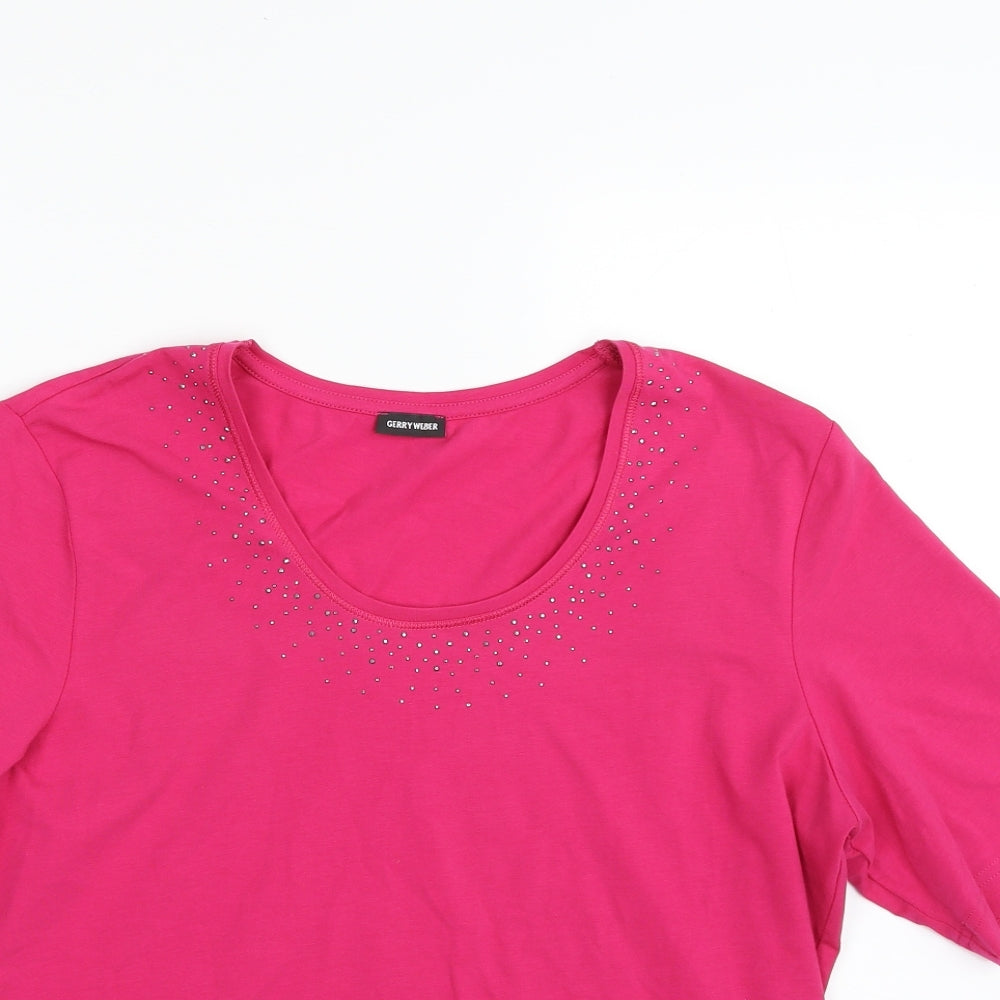 Gerry Weber Womens Pink  Polyester Basic T-Shirt Size M Scoop Neck