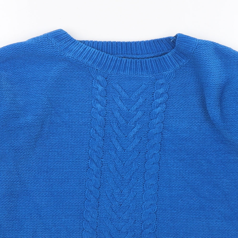 Papaya Womens Blue Round Neck  Polyester Pullover Jumper Size S