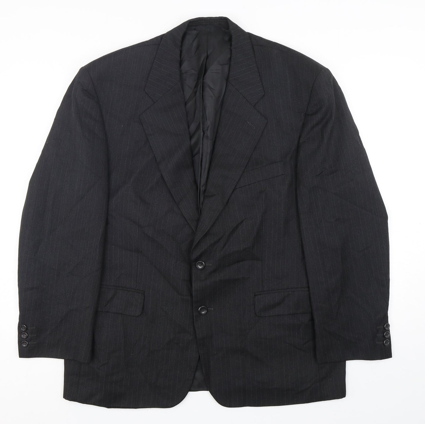 SCOTT Mens Grey Striped Polyester Jacket Suit Jacket