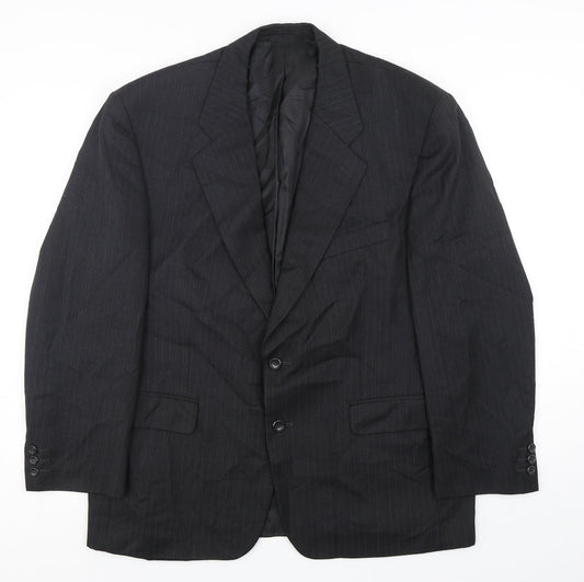 SCOTT Mens Grey Striped Polyester Jacket Suit Jacket