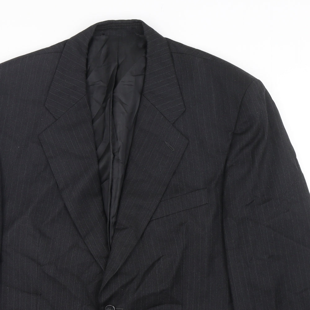 SCOTT Mens Grey Striped Polyester Jacket Suit Jacket