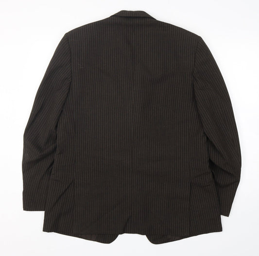 Hector Powe Mens Brown Striped Polyester Jacket Suit Jacket