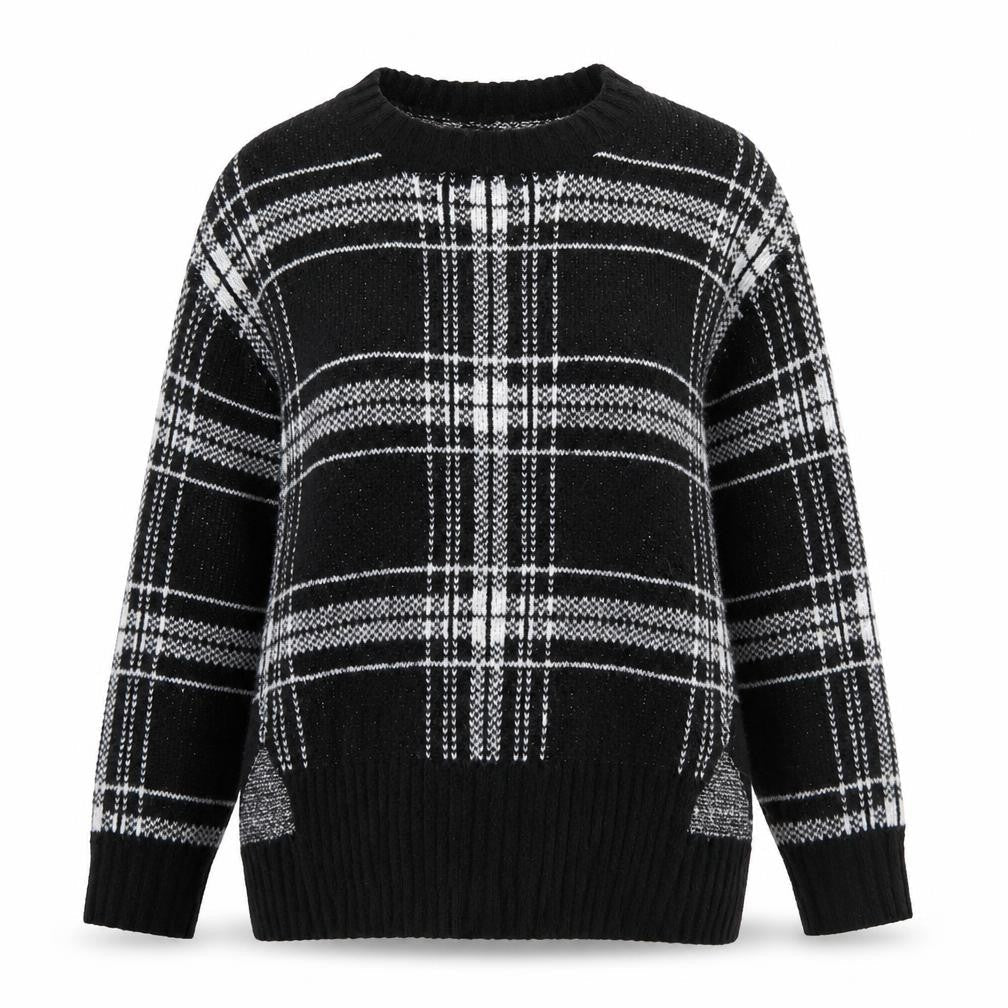 Marks and Spencer Womens Multicoloured Round Neck Plaid Acrylic Pullover Jumper Size S