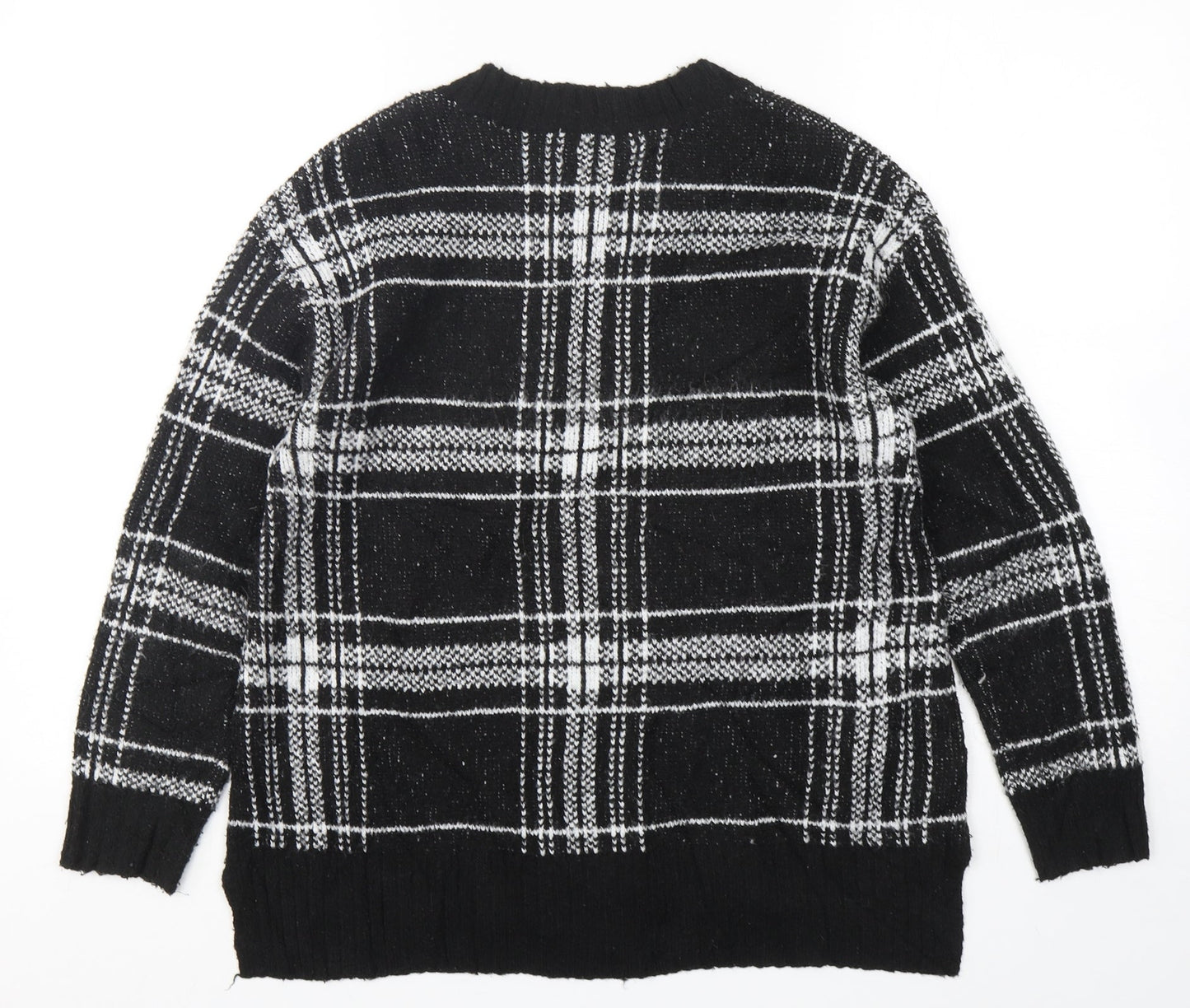 Marks and Spencer Womens Multicoloured Round Neck Plaid Acrylic Pullover Jumper Size S