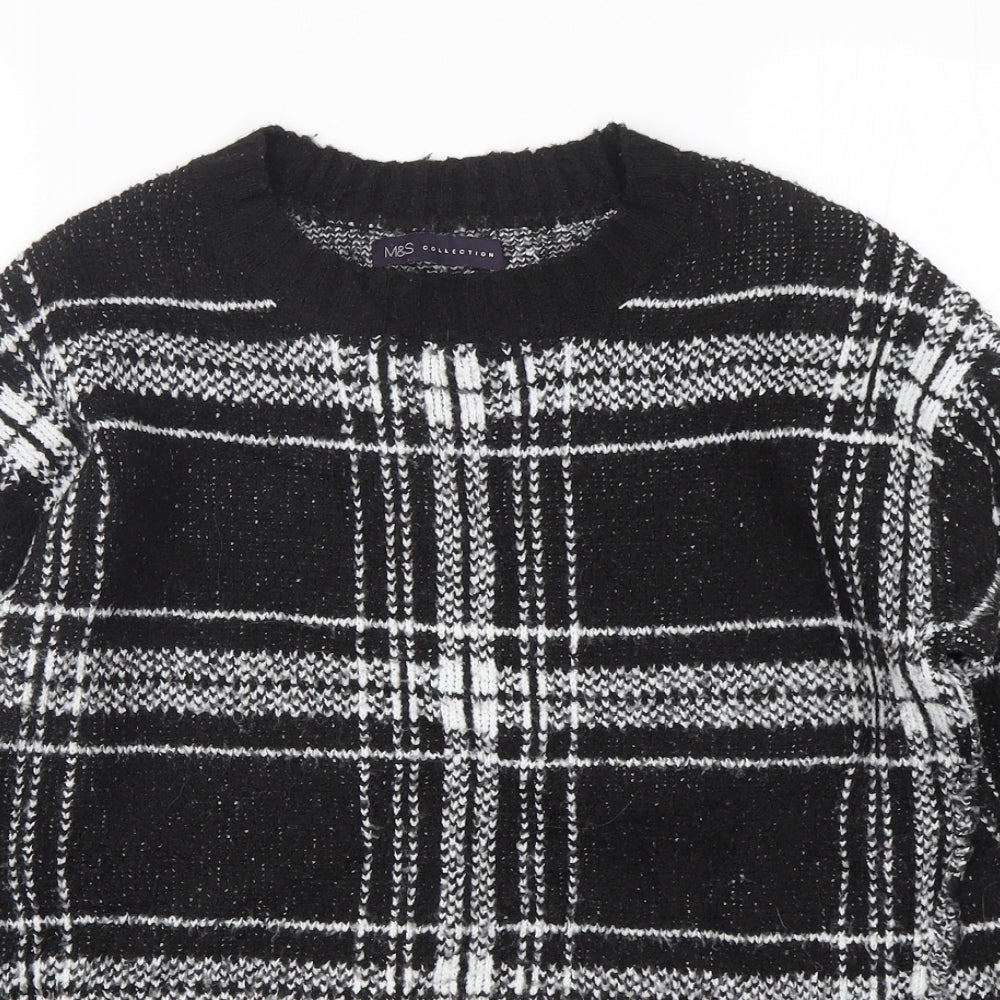 Marks and Spencer Womens Multicoloured Round Neck Plaid Acrylic Pullover Jumper Size S