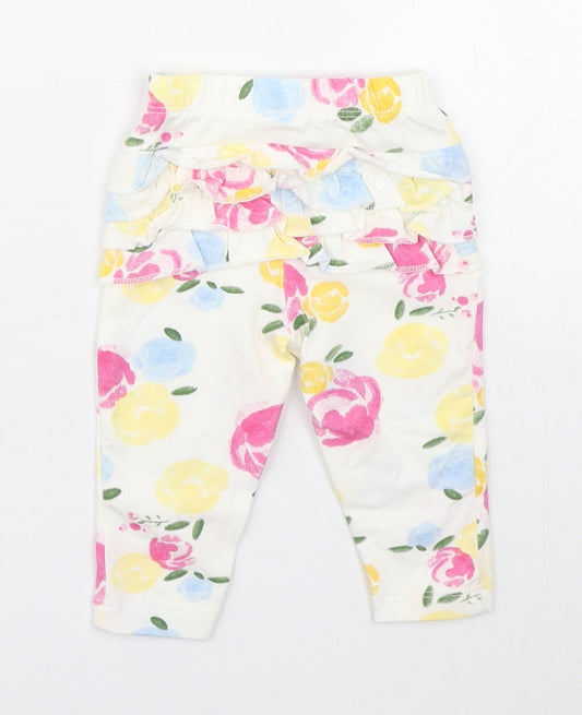 Primark Girls Multicoloured Floral Cotton Jogger Leggings Size 3-6 Months
