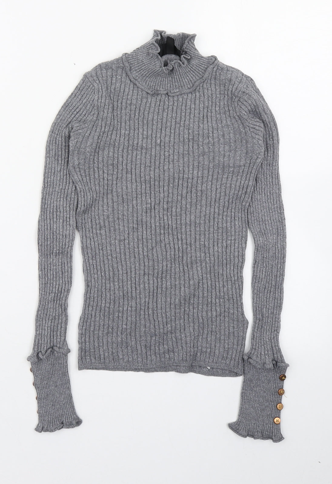 Topshop Womens Grey High Neck  Viscose Pullover Jumper Size 8