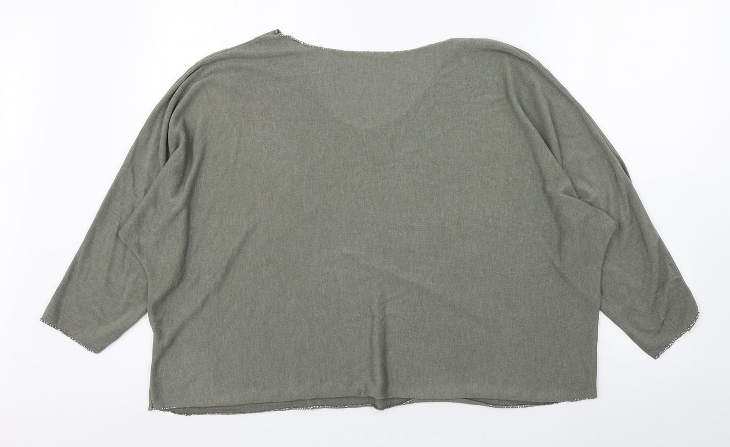 Preworn Womens Green  Viscose Basic T-Shirt Size 8 Boat Neck