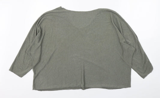 Preworn Womens Green  Viscose Basic T-Shirt Size 8 Boat Neck