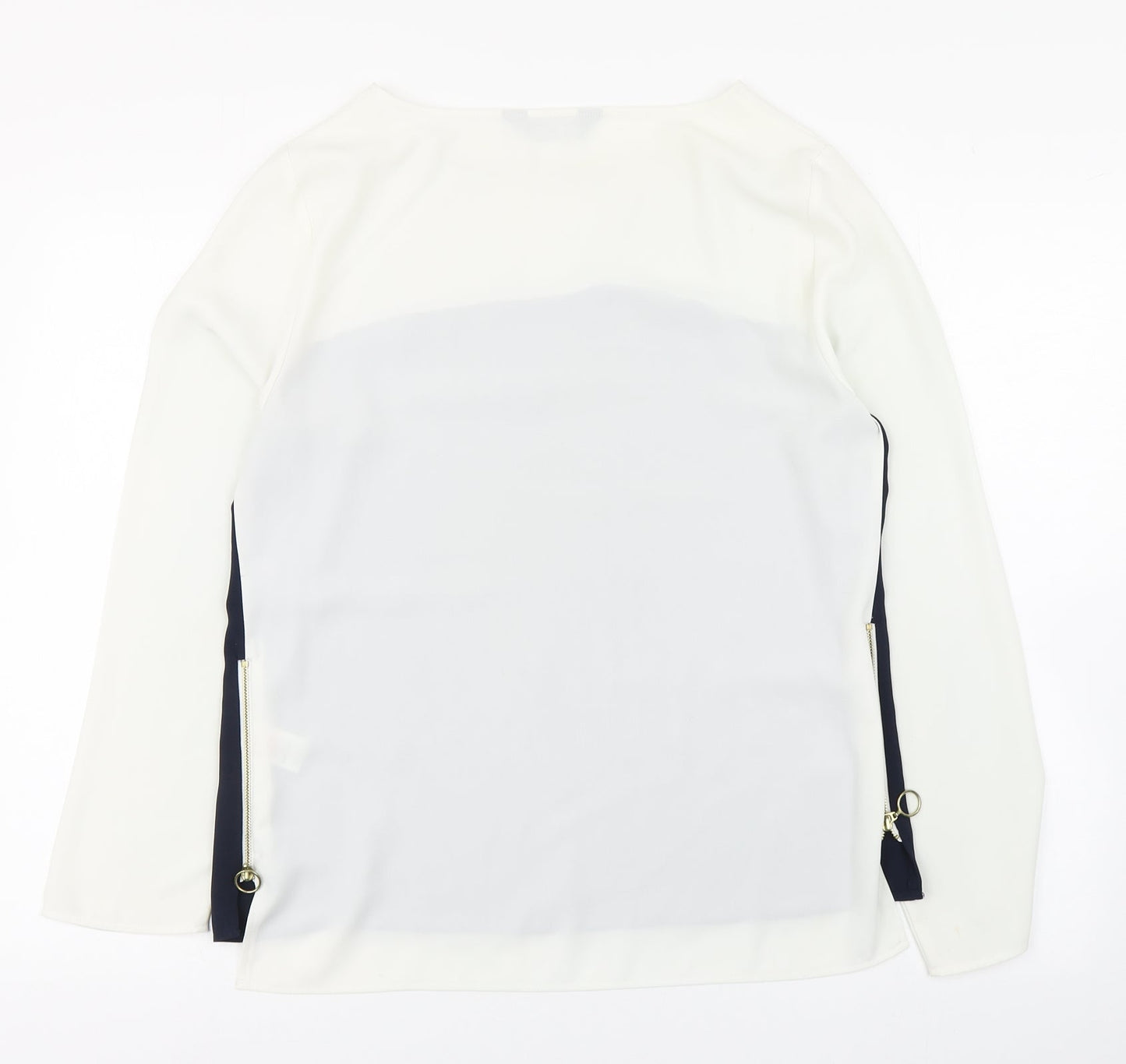 Dorothy Perkins Womens White  Polyester Basic Blouse Size 12 Boat Neck