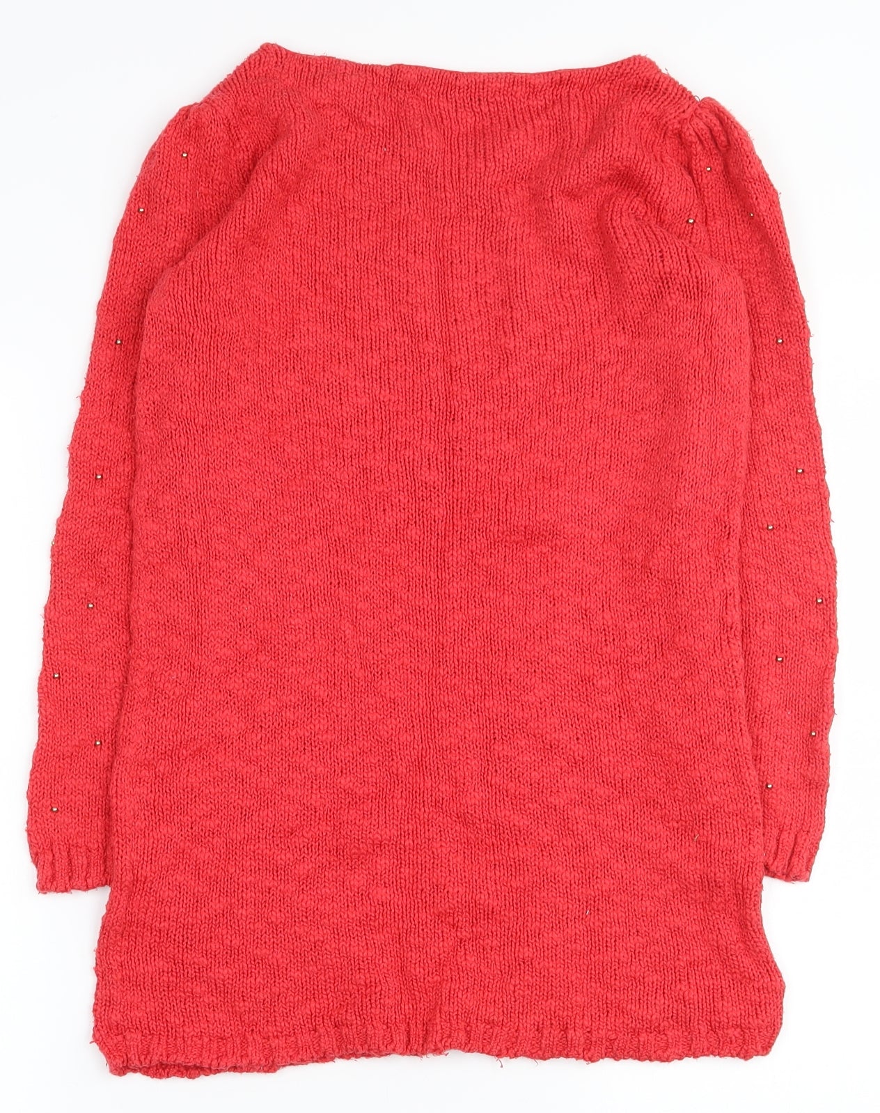 Oasis Womens Red Round Neck  100% Cotton Pullover Jumper Size XS