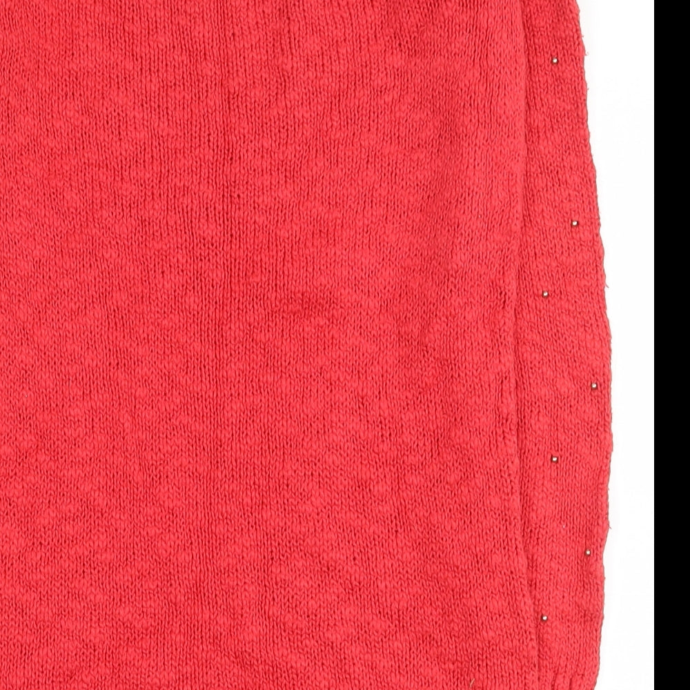 Oasis Womens Red Round Neck  100% Cotton Pullover Jumper Size XS