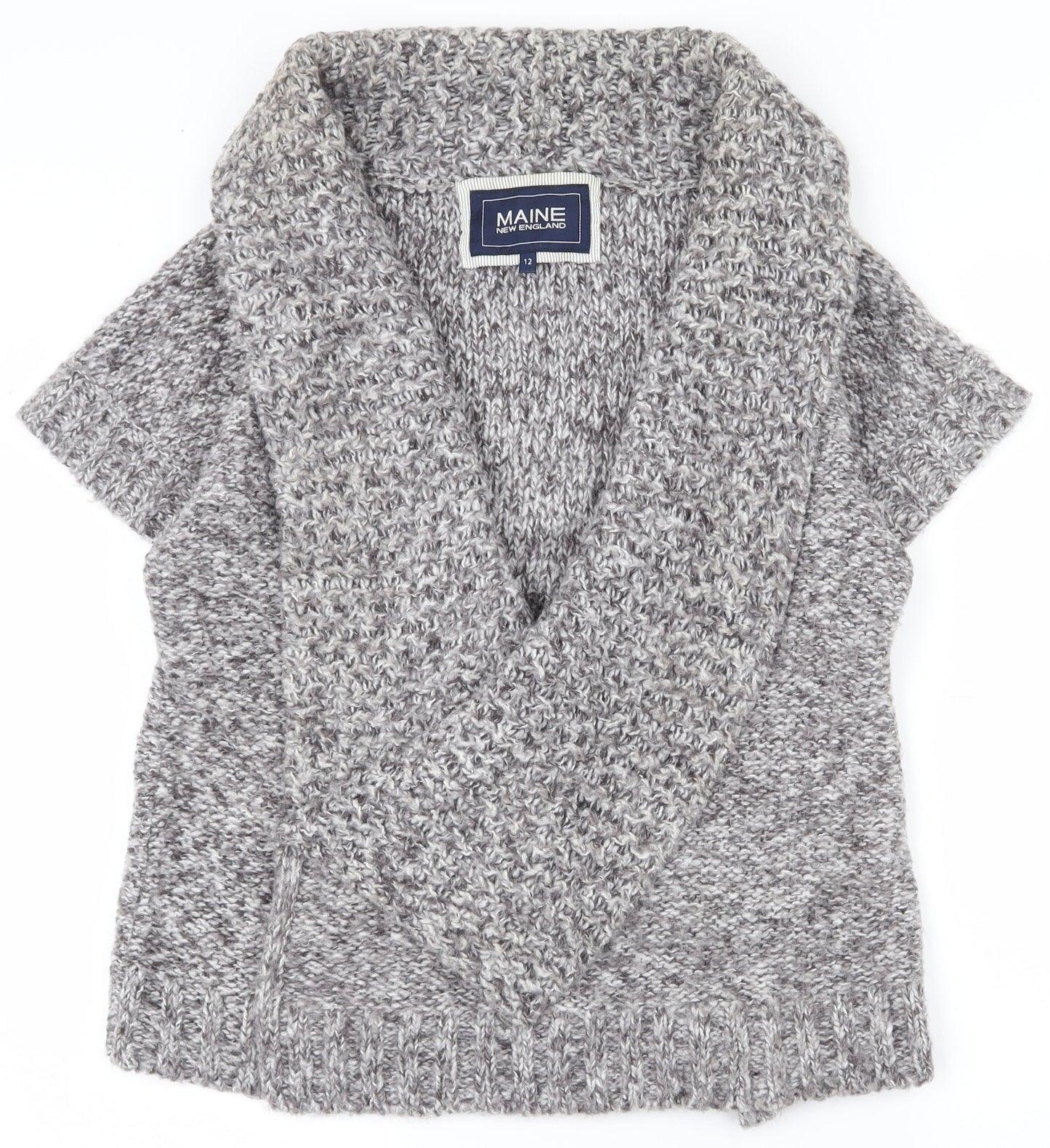 Maine New England Womens Grey Collared  Acrylic Cardigan Jumper Size 12
