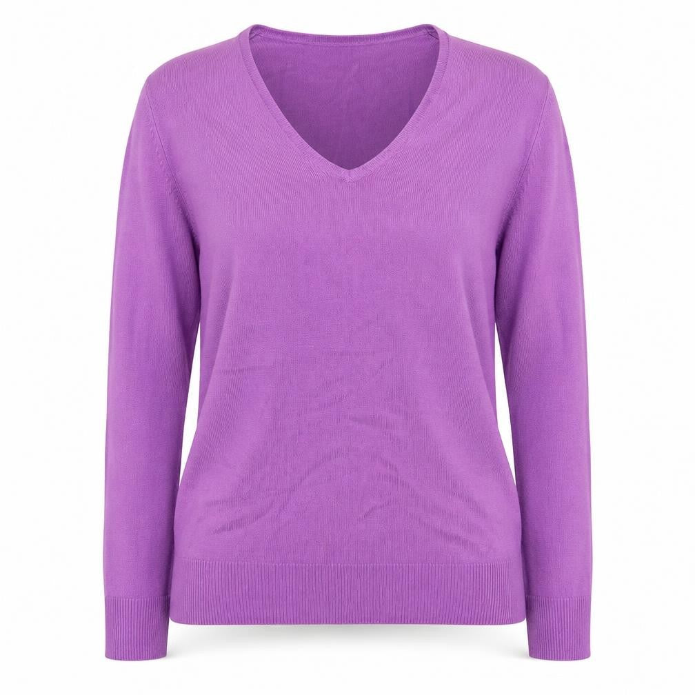 Marks and Spencer Womens Purple V-Neck  Acrylic Pullover Jumper Size 12