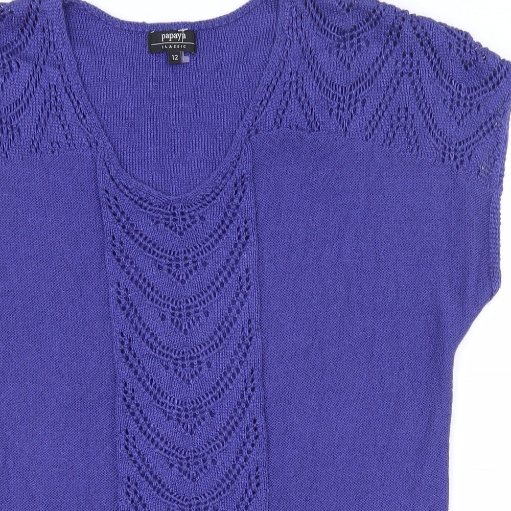 Papaya Womens Purple Scoop Neck  Acrylic Pullover Jumper Size 12