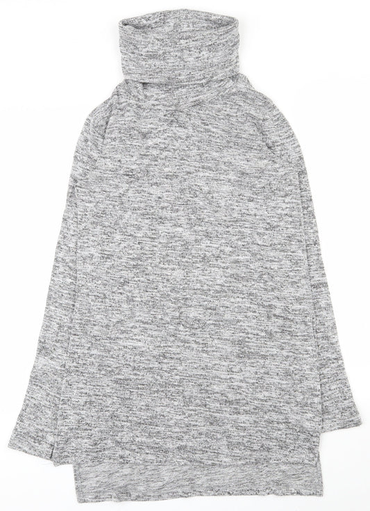 Okeysi Womens Grey  Polyester Basic T-Shirt Size S Roll Neck