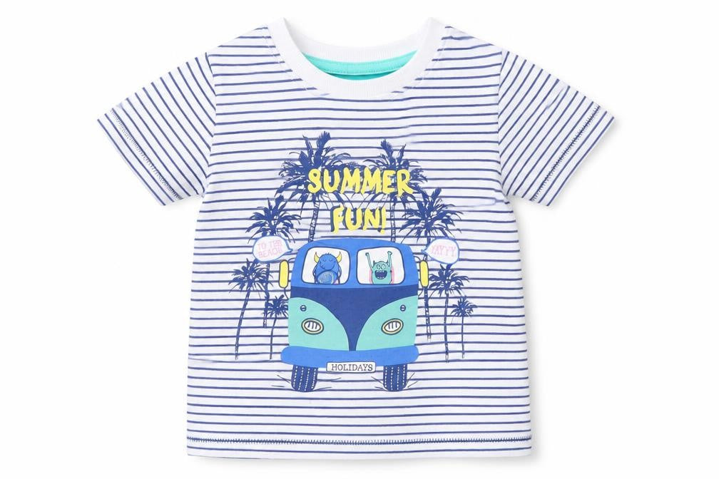 Dunnes Boys Multicoloured Striped Cotton Basic T-Shirt Size 12-18 Months Round Neck