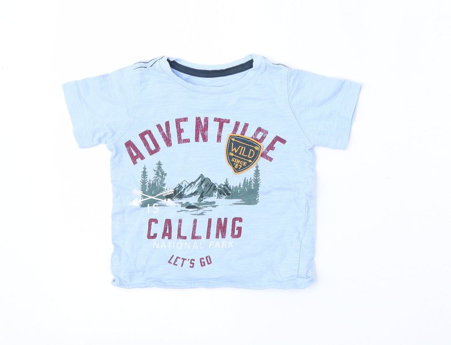 Carter's Boys Blue  Cotton Basic T-Shirt Size 18-24 Months Round Neck
