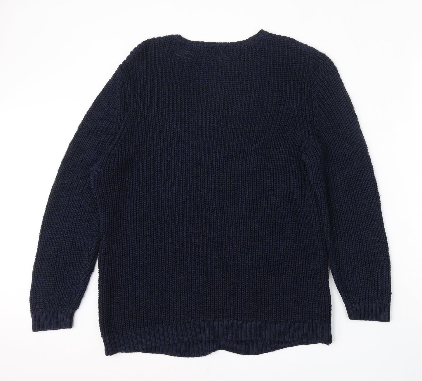 Love Knitwear Womens Blue Round Neck  Polyester Pullover Jumper Size 20