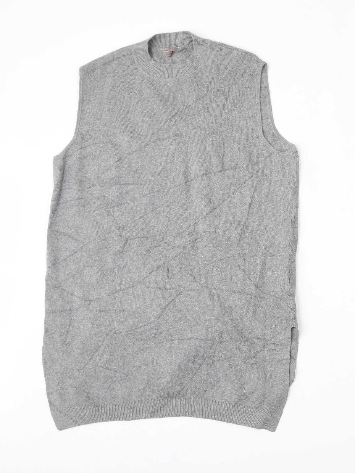 Dorothy Perkins Womens Grey Round Neck  Cotton Vest Jumper Size 16