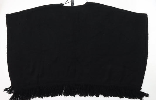 Accessorize Womens Black V-Neck  Acrylic Pullover Jumper Size L   - Shawl