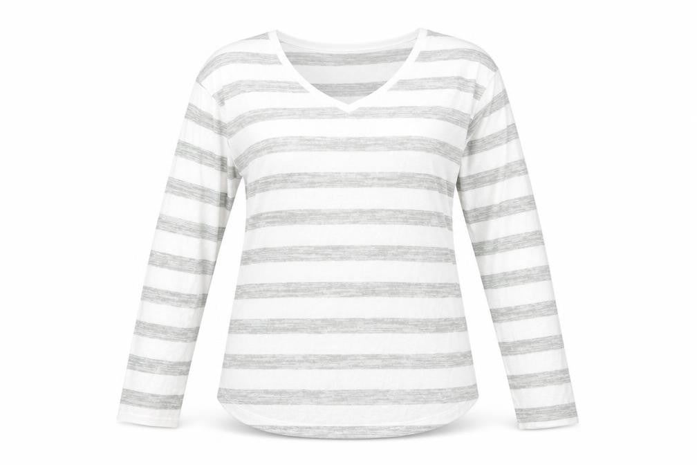 Marks and Spencer Womens Multicoloured V-Neck Striped Viscose Pullover Jumper Size 10