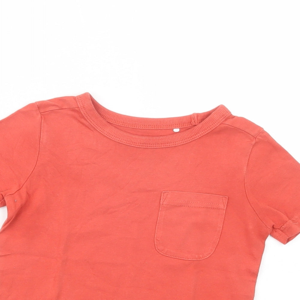 George Baby Red  Cotton Basic T-Shirt Size 12-18 Months Crew Neck Pullover