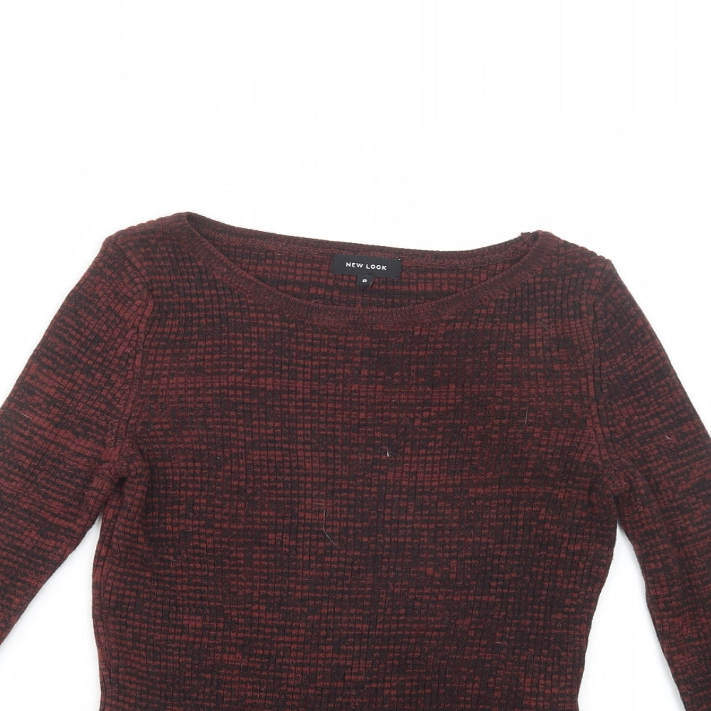 New Look Womens Red Boat Neck  Acrylic Pullover Jumper Size 8