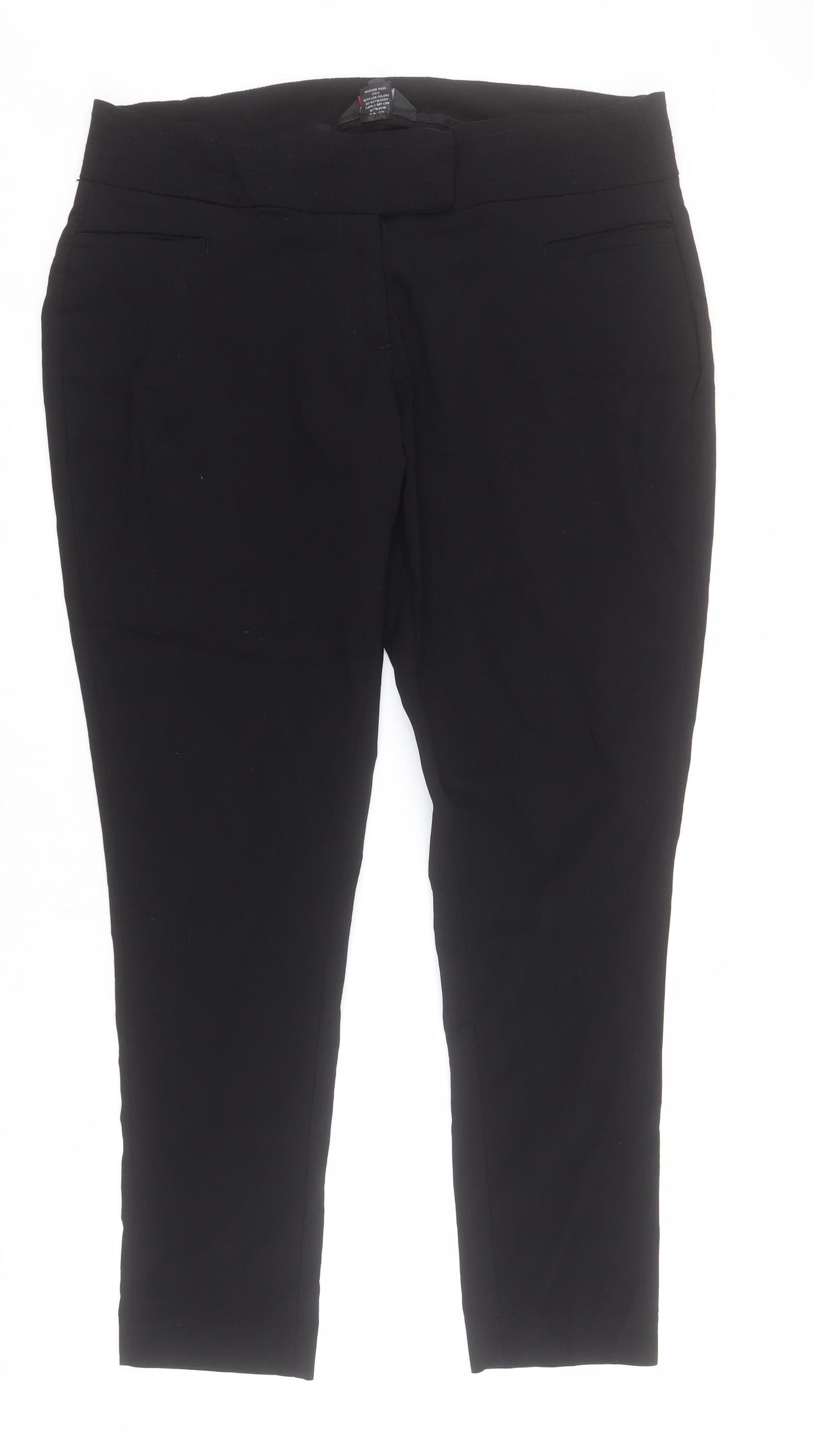 Yours Womens Black  Nylon Carrot Trousers Size 16 L31 in Regular Zip