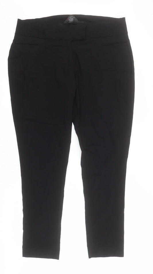 Yours Womens Black  Nylon Carrot Trousers Size 16 L31 in Regular Zip