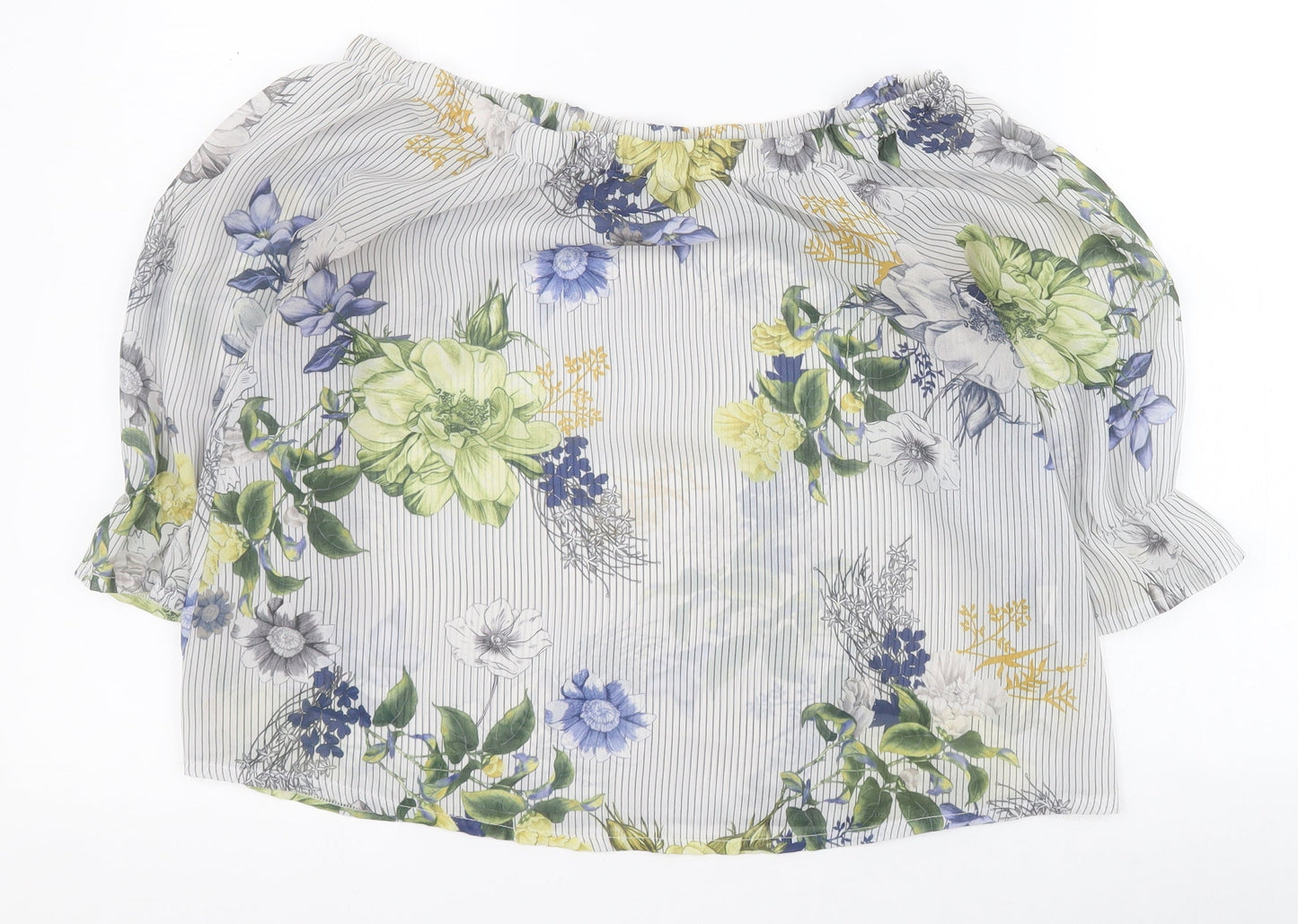 Innocence Womens White Floral Polyester Basic Blouse Size 12 Off the Shoulder