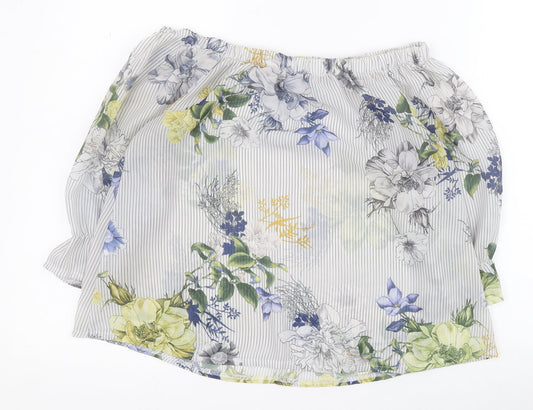 Innocence Womens White Floral Polyester Basic Blouse Size 12 Off the Shoulder