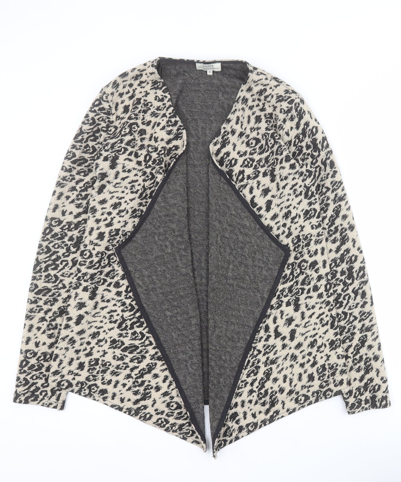 Matalan Womens Beige V-Neck Animal Print Polyester Cardigan Jumper Size 10