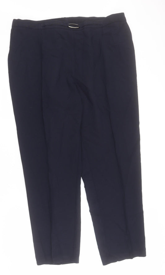 Slimma Womens Blue  Cotton Carrot Trousers Size 20 L30 in Regular