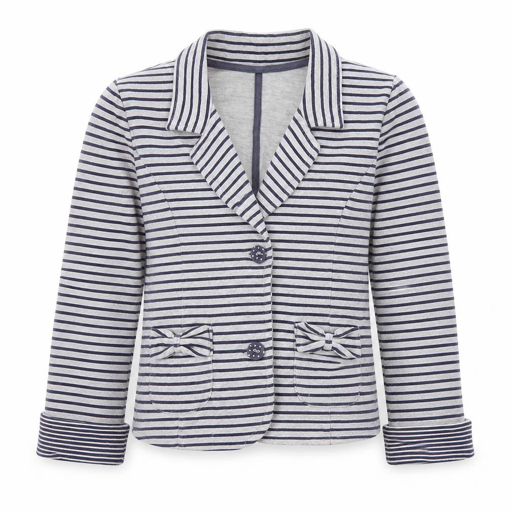 Marks & Spencer Girls Grey Striped  Jacket  Size 13 Years  Button