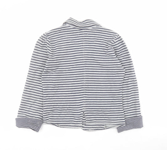 Marks and Spencer Girls Grey Striped  Jacket  Size 13 Years  Button