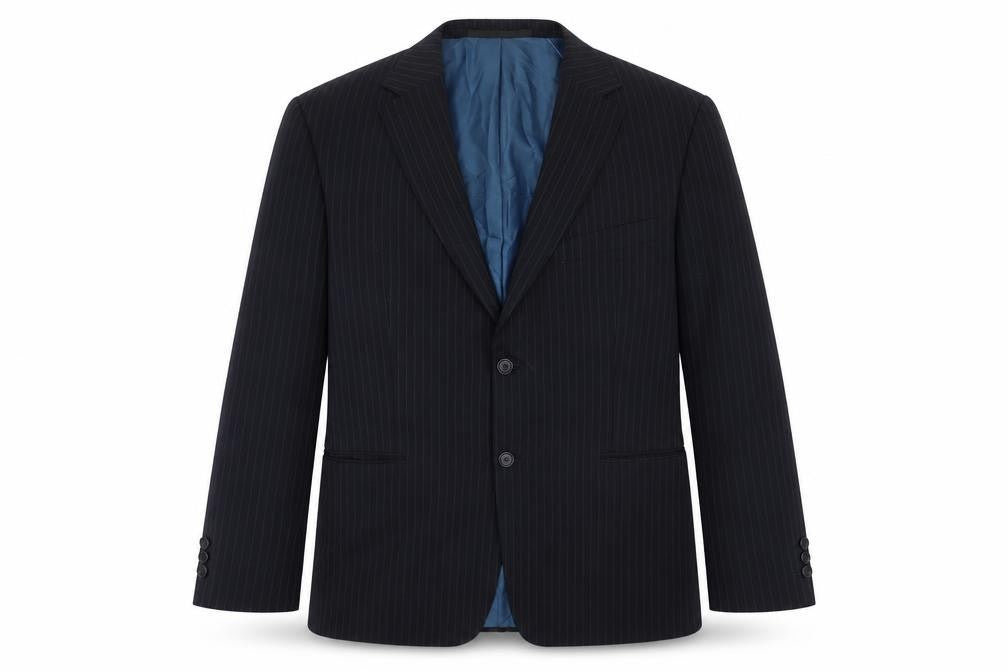 Marks and Spencer Mens Black Striped Polyester Jacket Suit Jacket Size 42